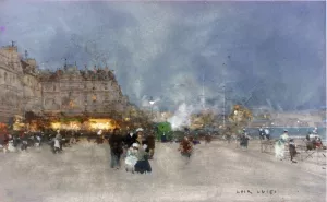 Evening Promenade, Le Havre painting by Luigi Loir