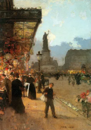 La Place de la Republique, Paris Oil painting by Luigi Loir