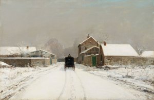 L'Avenue de Neuilly on a Winter Day by Luigi Loir Oil Painting