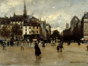 Le boulevard du Palais, vu de la place Saint-Michel by Luigi Loir Oil Painting