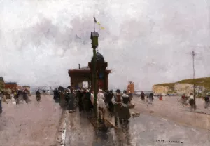 On the Quai in Le Havre by Luigi Loir Oil Painting