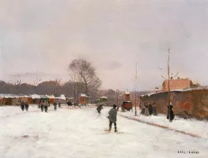 Paris in Winter by Luigi Loir - Oil Painting Reproduction