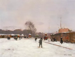 Paris in Winter by Luigi Loir Oil Painting