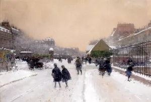 Paris Sous La Neige by Luigi Loir - Oil Painting Reproduction