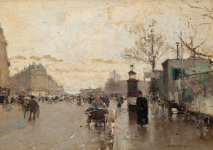 Parisian Street Scene by Luigi Loir Oil Painting