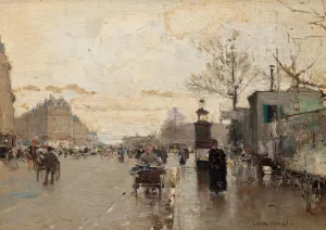 Parisian Street Scene by Luigi Loir Oil Painting