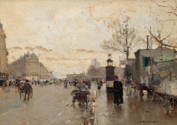 Main Product Photo of Parisian Street Scene Painting by Luigi Loir