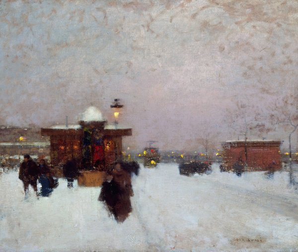 Main Product Photo of Porte Maillot ; effet de neige, la nuit  Painting by Luigi Loir