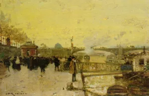 Sur les Quais pres du Pont Neuf by Luigi Loir - Oil Painting Reproduction