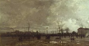 The Place Animee at Sunset by Luigi Loir Oil Painting