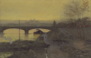 The Pont d'Alma at Twilight by Luigi Loir Oil Painting