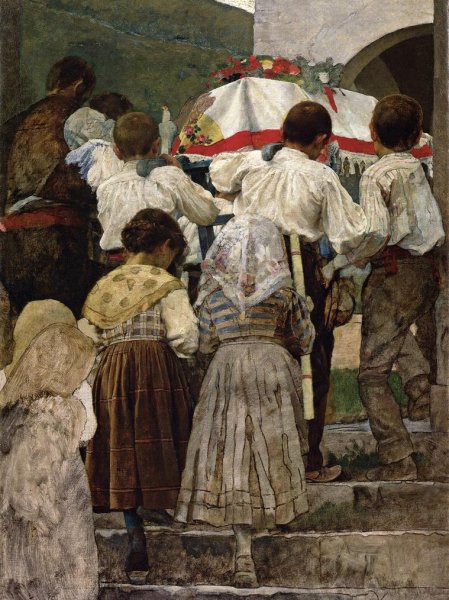 Main Product Photo of A Child's Funeralnbsp;(also known as Il Funerale di un Bambino) Painting by Luigi Nono