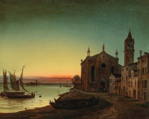 Santa Marta im Abendrot by Luigi Querena Oil Painting