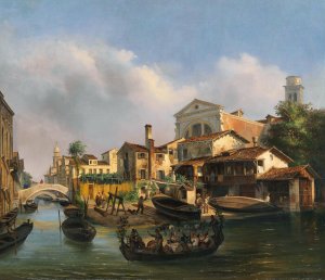 Squero di San Trovaso by Luigi Querena Oil Painting