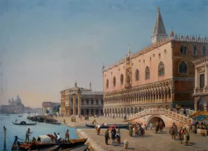 The Doges Palace by Luigi Querena - Oil Painting Reproduction