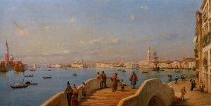 View of the Lagoon by Luigi Querena Oil Painting