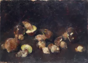 Natura morta con funghi Oil painting by Luigi Serralunga