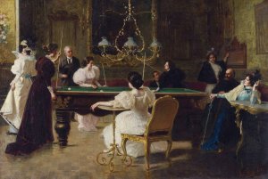 The Billiards Players by Luigi Sorio Oil Painting