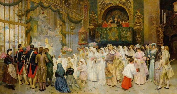 Main Product Photo of First Communion Painting by Luis Alvarez Catala