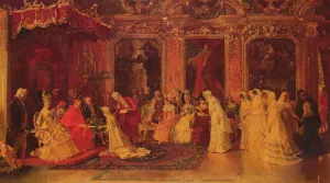 Princess Borghese Bestowing Dowries by Luis Alvarez Catala - Oil Painting Reproduction