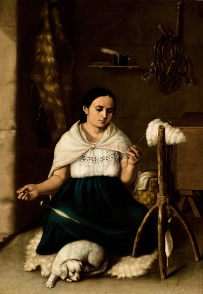 Main Product Photo of Woman Spinning  Painting by Luis Cadena