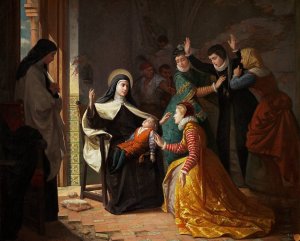 Primer Milagro De Santa Teresa De Jesus. Resurreccion De Su Sobrino Don Gonzalo Ovalle, Hijo De Su Hermana Dona Juana De Ahumada by Luis De Madrazo Y Kuntz Oil Painting