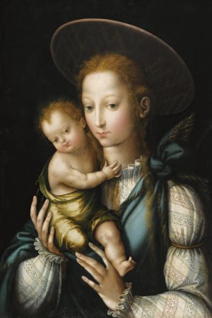 Badajoz The Virgin And Child, Or La Virgen Del Sombrero by Luis De Morales Oil Painting