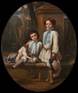 Alejandro and Luis Ferrant y Fischermans, the Painter's Nephews by Luis Ferrant Y Llausas Oil Painting