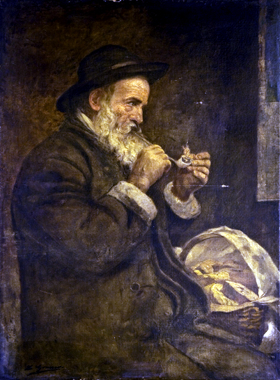 Main Product Photo of Hombre fumando en Pipa Painting by Luis Graner