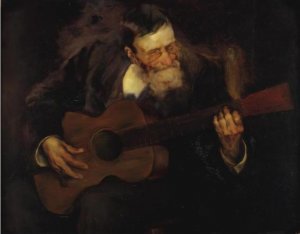Hombre Tocando la Guitarra by Luis Graner Oil Painting