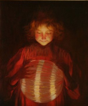 Nina con Farolillo by Luis Graner Oil Painting