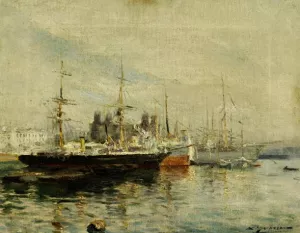 Paisaje en el Puerto by Luis Graner Oil Painting