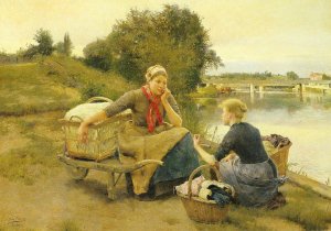 Washerwoman on a River Bank