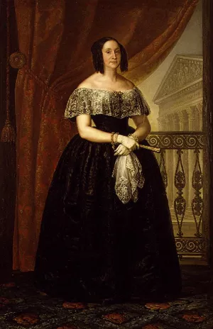 Portrait of Dona Dolores Caldes de Monserrat by Luis Lopez y Piquer Oil Painting