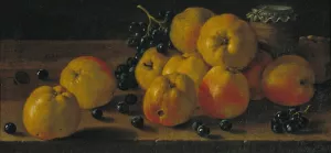 Still Life with Apples, Grapes and a Pot of Jam by Luis Melendez Oil Painting