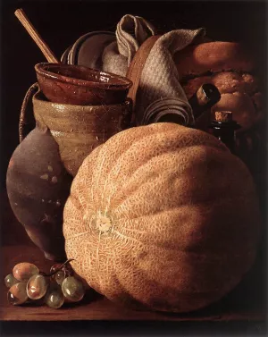 Still-Life with Cantaloup Melon by Luis Melendez - Oil Painting Reproduction