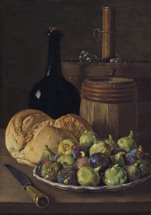 Still Life with Figs and Bread by Luis Melendez Oil Painting