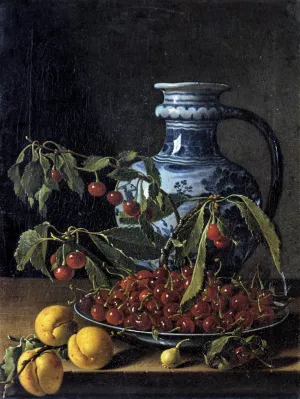 Still-Life with Fruit and a Jar by Luis Melendez Oil Painting