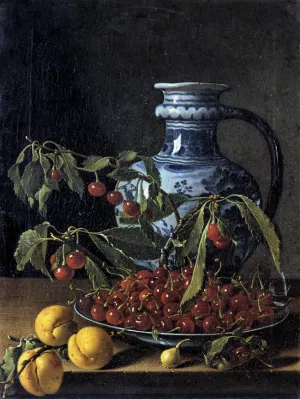 Still-Life with Fruit and a Jar Oil painting by Luis Melendez