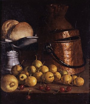 Still Life with Fruits and Cooking Utensils by Luis Melendez Oil Painting