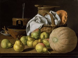 Still Life with Melon and Pears by Luis Melendez Oil Painting