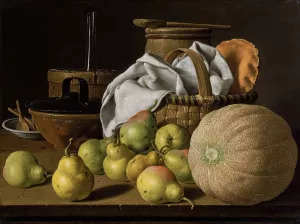 Still Life with Melon and Pears by Luis Melendez Oil Painting
