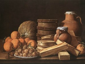 Still-Life with Oranges and Walnuts by Luis Melendez Oil Painting