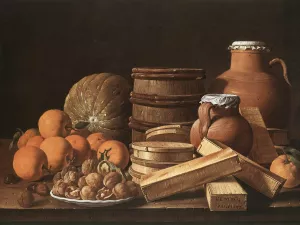 Still-Life with Oranges and Walnuts painting by Luis Melendez