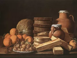 Still-Life with Oranges and Walnuts Oil painting by Luis Melendez