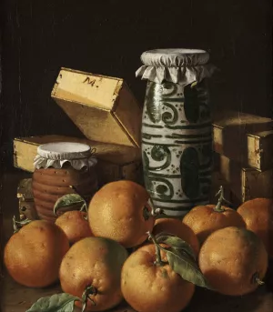 Still Life with Oranges, Jars, and Boxes of Sweets by Luis Melendez Oil Painting