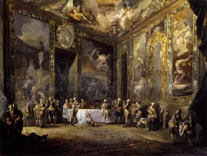 Charles III Dining Before the Court Oil painting by Luis Paret y Alcazar