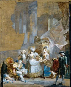Elegant Company Preparing for a Masked Ball by Luis Paret y Alcazar Oil Painting