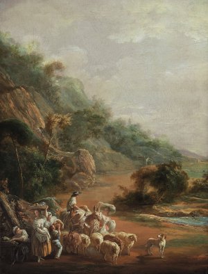 Scene with Villagers by Luis Paret y Alcazar Oil Painting