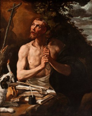 St Dominic in Penitence by Luis Tristan Oil Painting